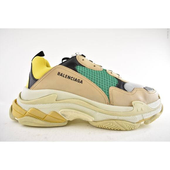 Balenciaga Triple S Sneakers Beige Green Yellow 2018 Reissue Flat Platform 46 13 - Picture 2 of 15